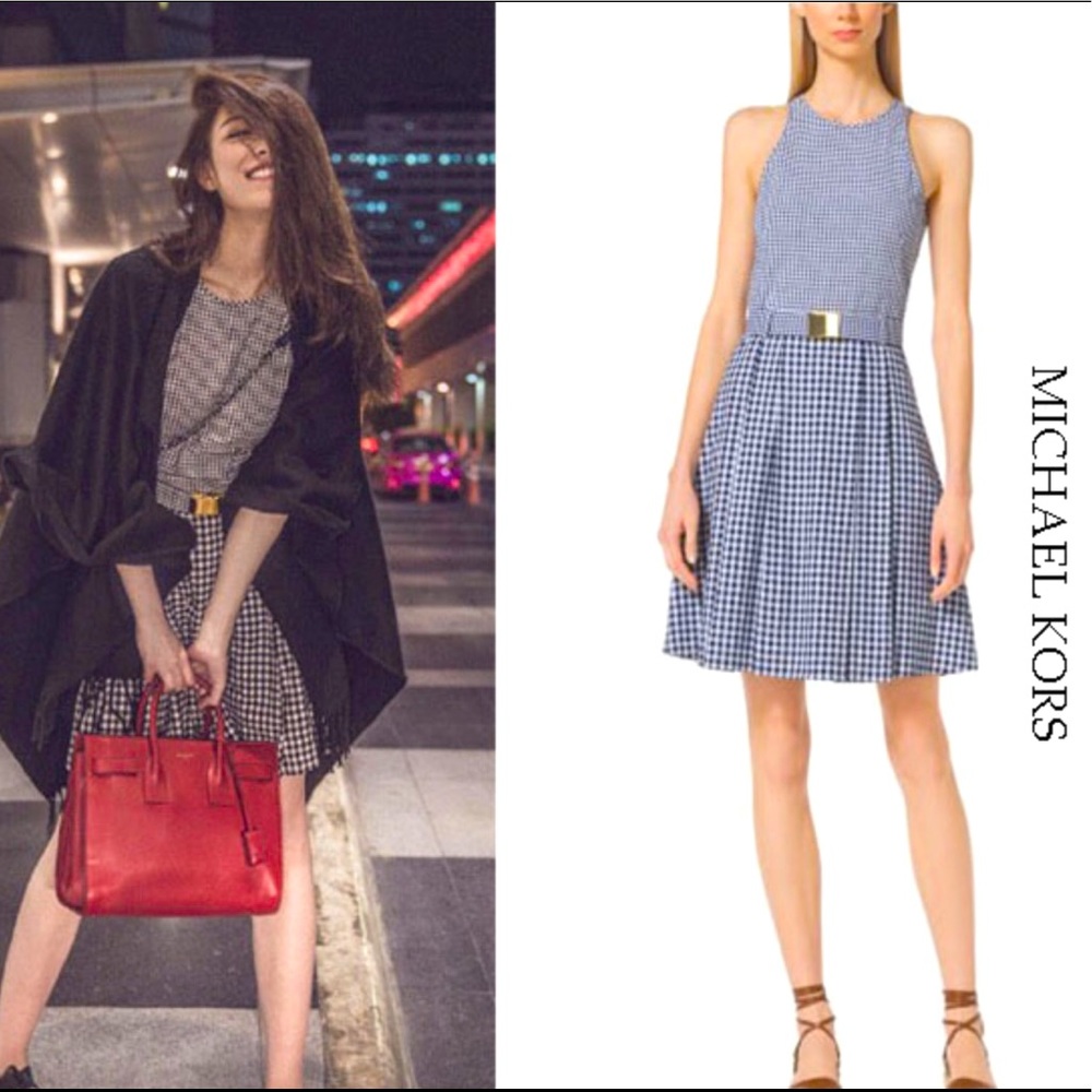 Michael Kors Belted Plaid Dress